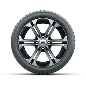A19-218 14 GTW Specter 14x7 Machined Black Wheel TIRE, 225:30-14 4PR, GTW MAMBA STREET