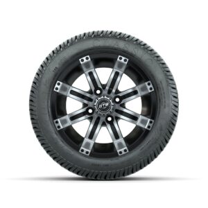 A19-263 12 GTW Tempest 12x7 Machined Black Wheel TIRE, 215:40-12 4PR EXCEL CLASSIC 19-135 40280