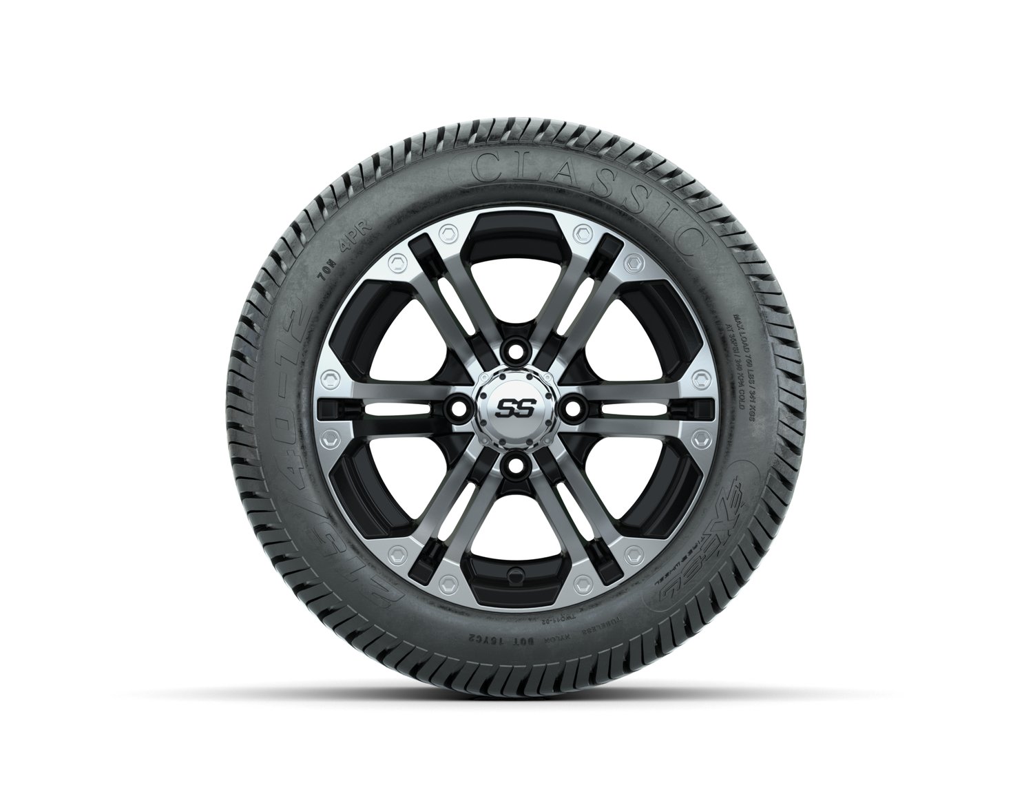 A19-270 12 GTW Specter 12x7 Machined Black Wheel TIRE, 215:40-12 4PR EXCEL CLASSIC 19-151 40280