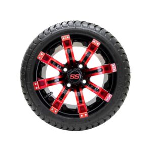 20-039 A19-363 GTW 12" Tempest Black/Red Wheels with 215/35-12 (18") Mamba Street Tires