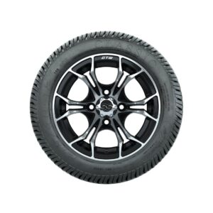 A19-494 WHEEL, 12X7 SPYDER, ET-.25 MFB W:SS CAP, TIRE, 215/40-12 4PR EXCEL CLASSIC, 12", Street