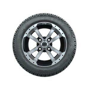 A19-642 GTW Storm Trooper 12x7 Machined Black Wheel, TIRE, 215/40-12 4PR EXCEL CLASSIC, 12", Street
