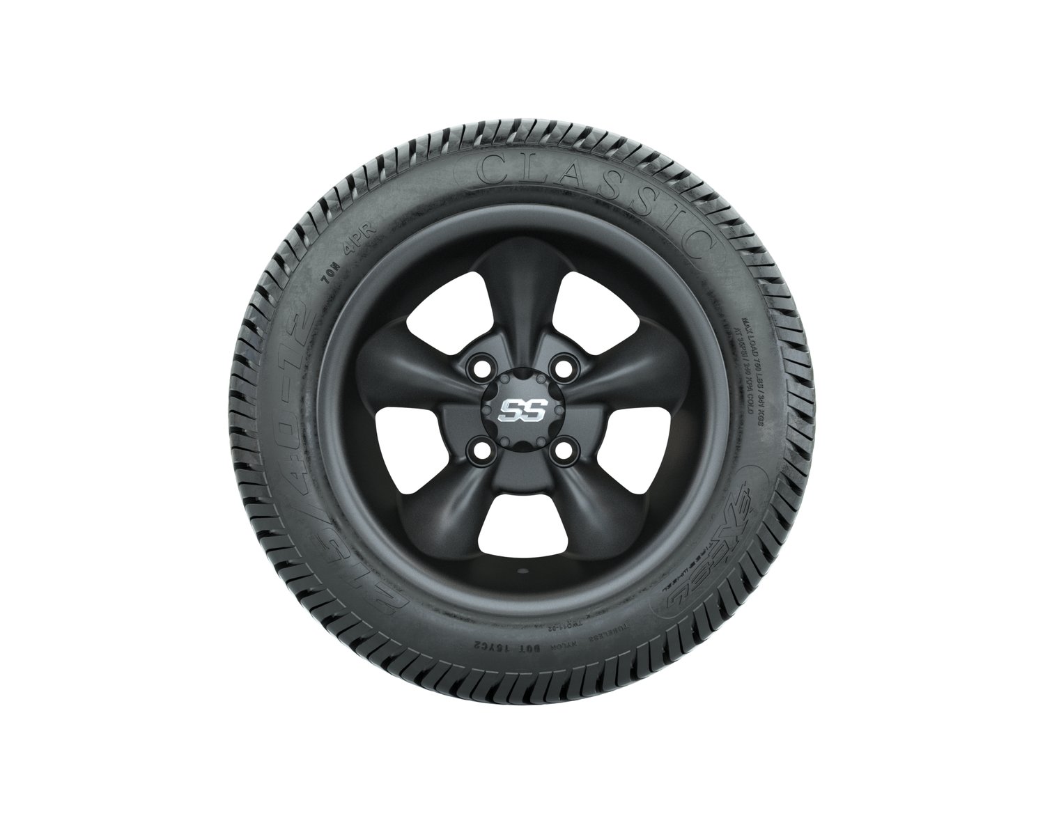 A19-675 GTW GODFATHER WHEEL, 12X7 MATTE GRAY, TIRE, 215/40-12 4PR EXCEL CLASSIC, 12", Street