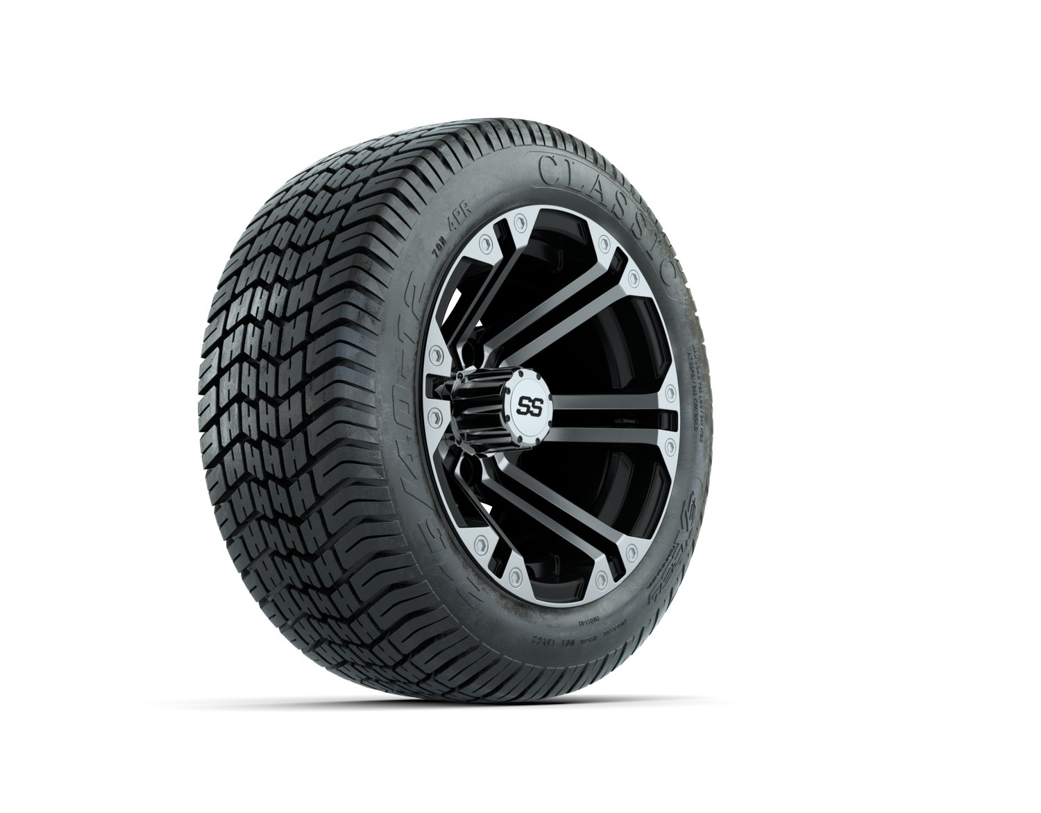 A19-270 12 GTW Specter 12x7 Machined Black Wheel TIRE, 215:40-12 4PR EXCEL CLASSIC 19-151 40280