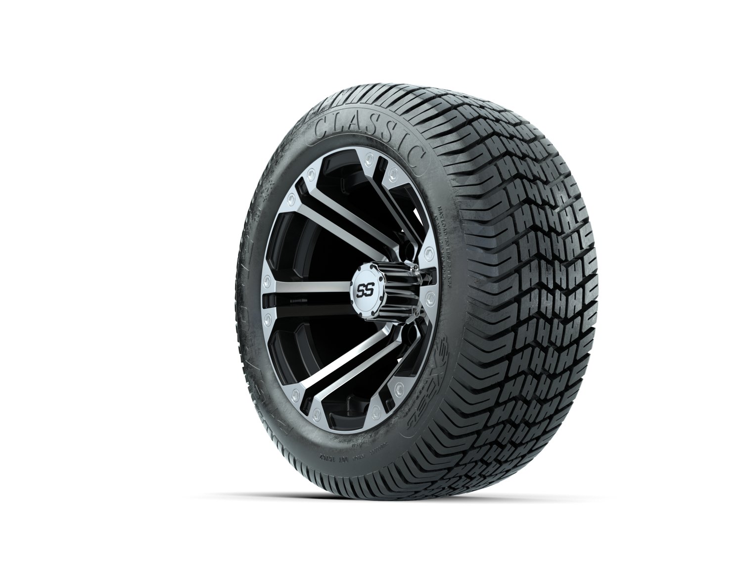 A19-270 12 GTW Specter 12x7 Machined Black Wheel TIRE, 215:40-12 4PR EXCEL CLASSIC 19-151 40280