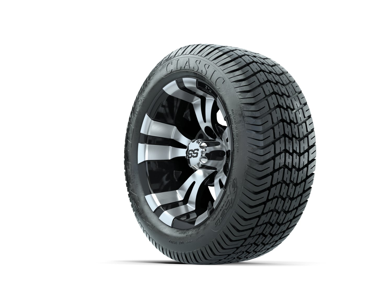 A19-274 12 GTW Vampire 12x7 Machined Black Wheel TIRE, 215:40-12 4PR EXCEL CLASSIC 19-165 40280