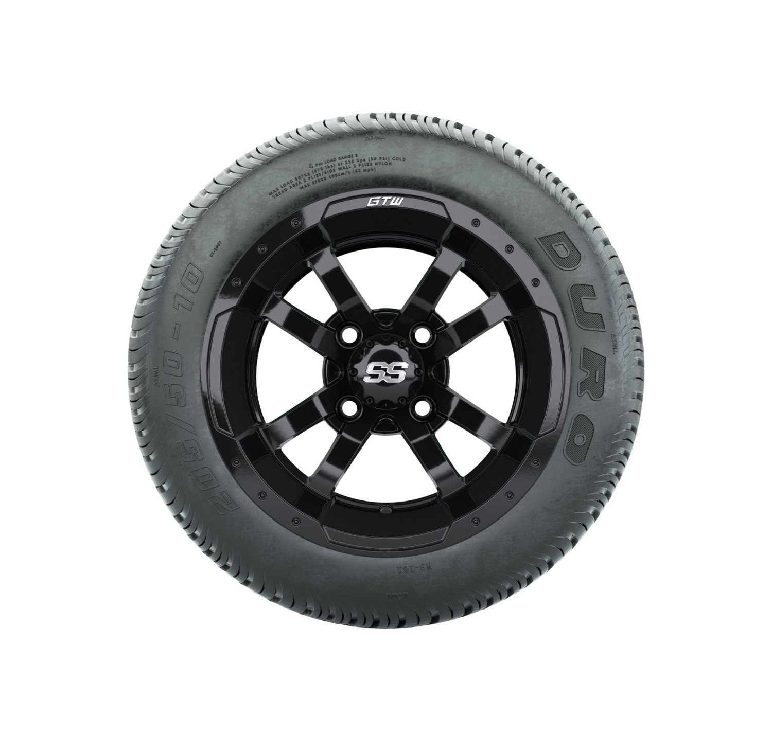 19-106 A19-144 GTW 10" Storm Trooper Black Wheels with 205/50-10 (18") Duro Lo-Profile Street Tires