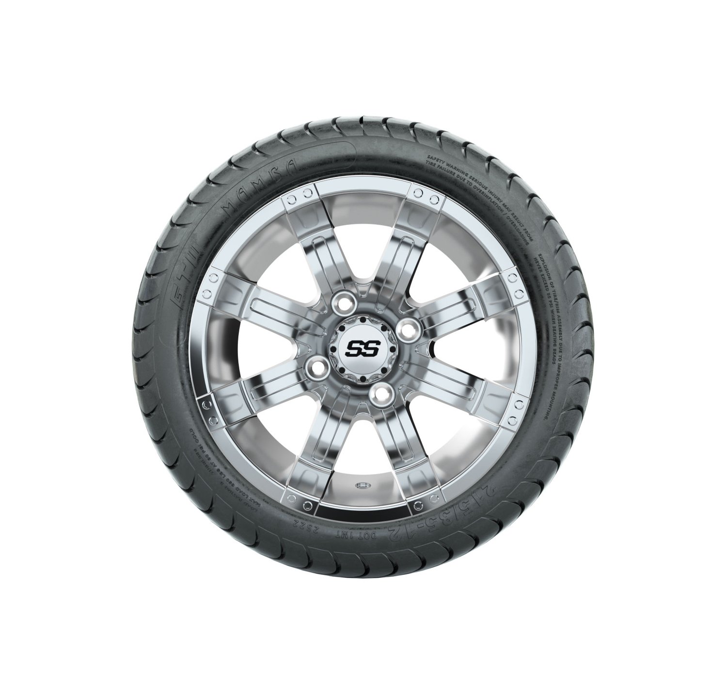 20-039 A19-368 GTW 12" Tempest Chrome Wheels with 215/35-12 (18") Mamba Street Tires