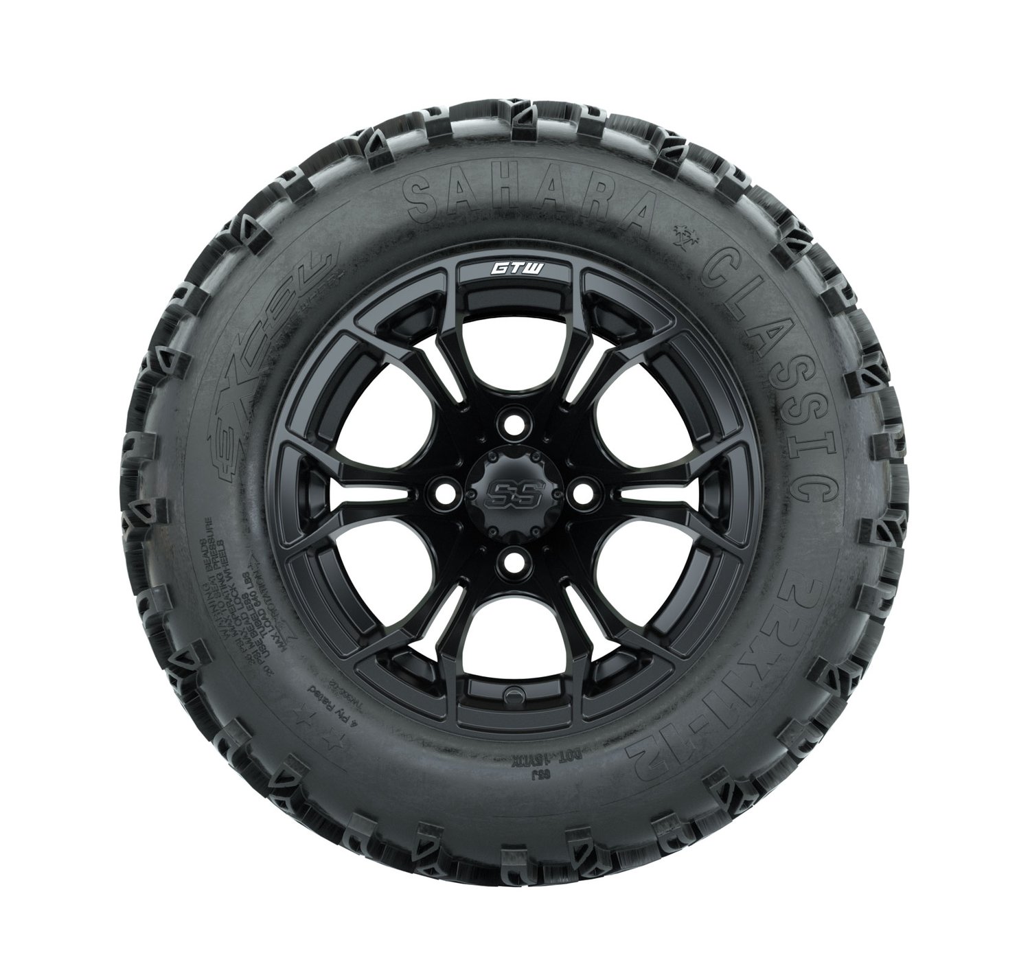 19-246 A19-388 GTW 12" Spyder Matte Black Wheels with 22" Sahara Classic A/T Tires