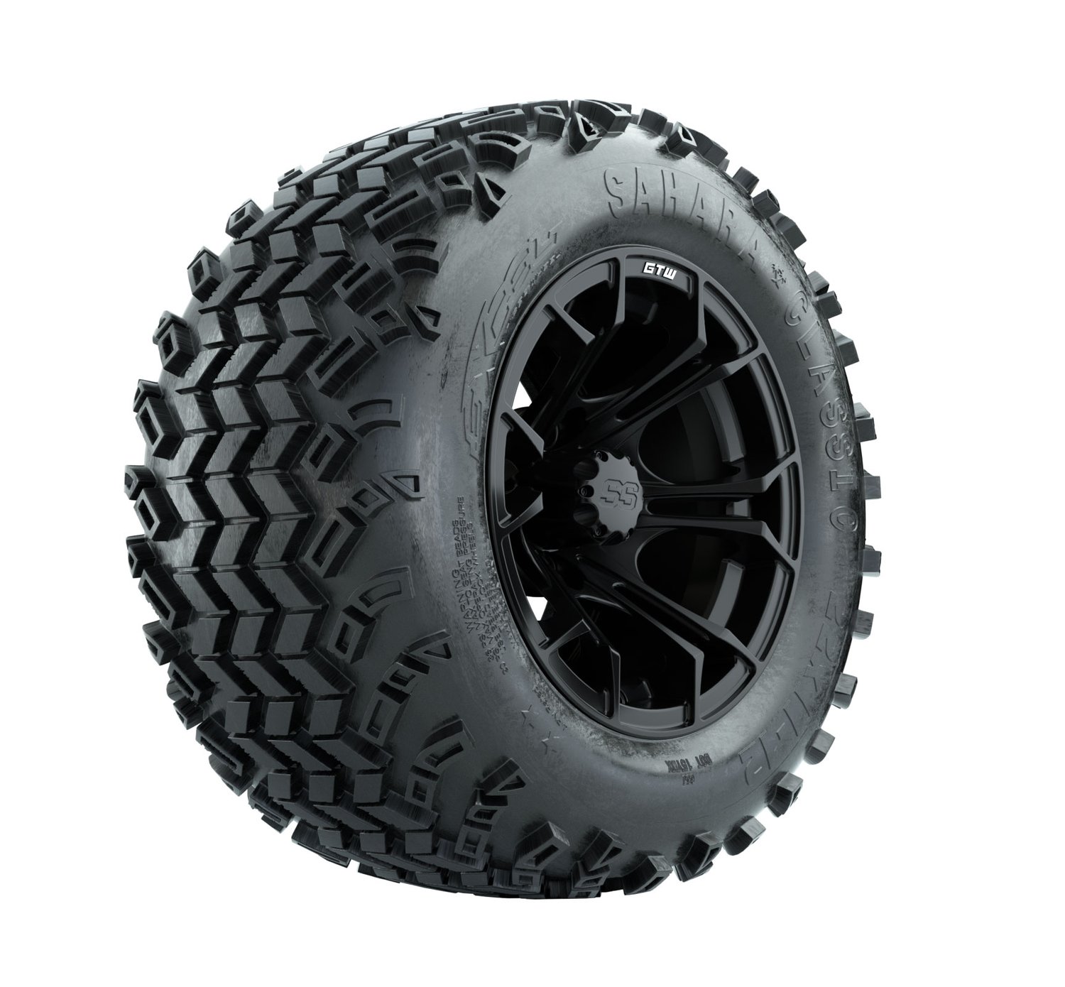 19-246 A19-388 GTW 12" Spyder Matte Black Wheels with 22" Sahara Classic A/T Tires