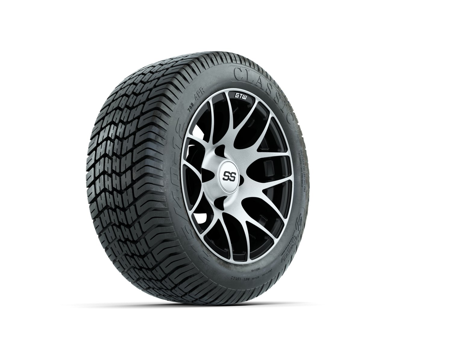 40280 A19-632 GTW Pursuit 12x7 Machined Black Wheel, TIRE, 215/40-12 4PR EXCEL CLASSIC, 12", Street