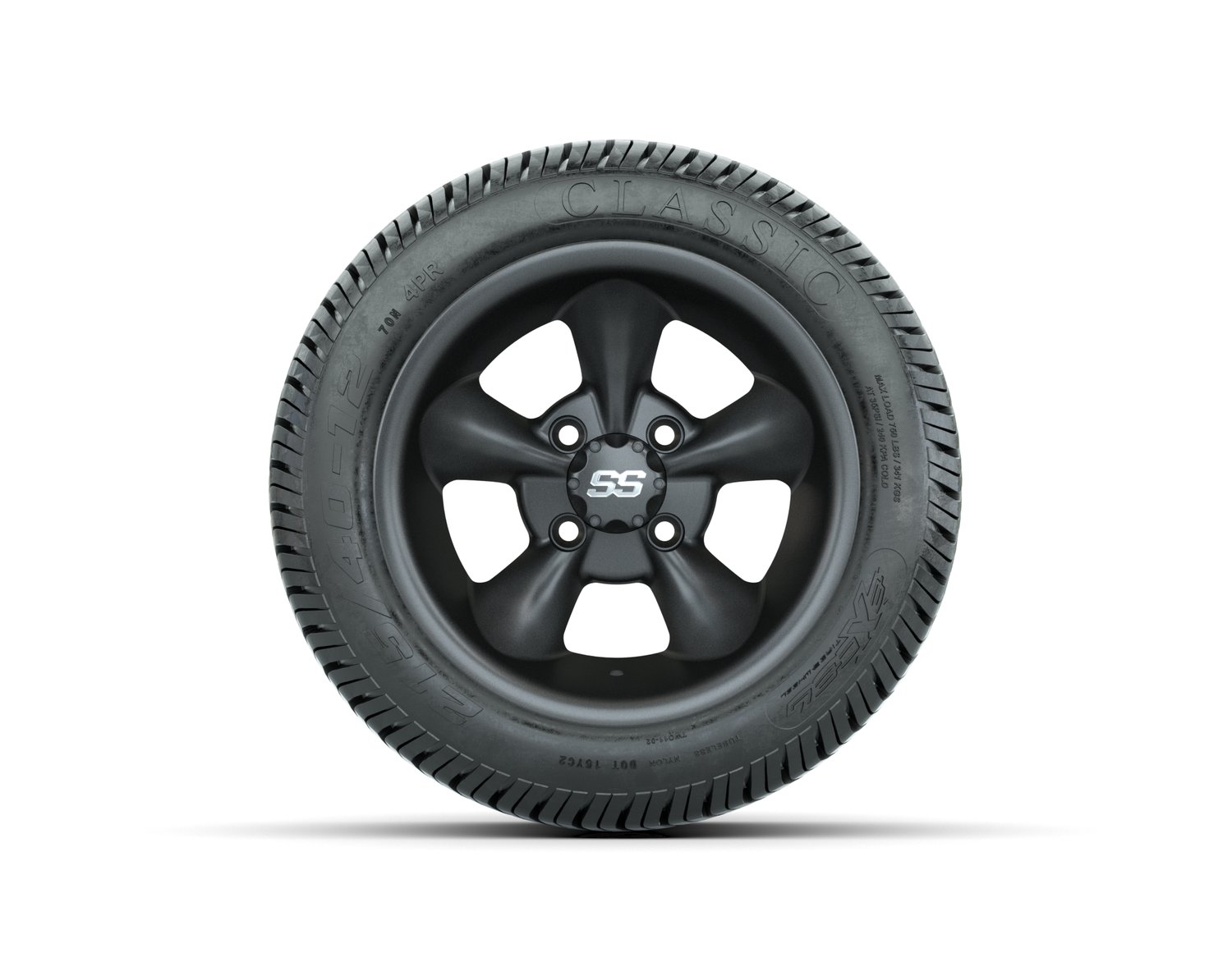 A19-675 GTW GODFATHER WHEEL, 12X7 MATTE GRAY, TIRE, 215/40-12 4PR EXCEL CLASSIC, 12", Street