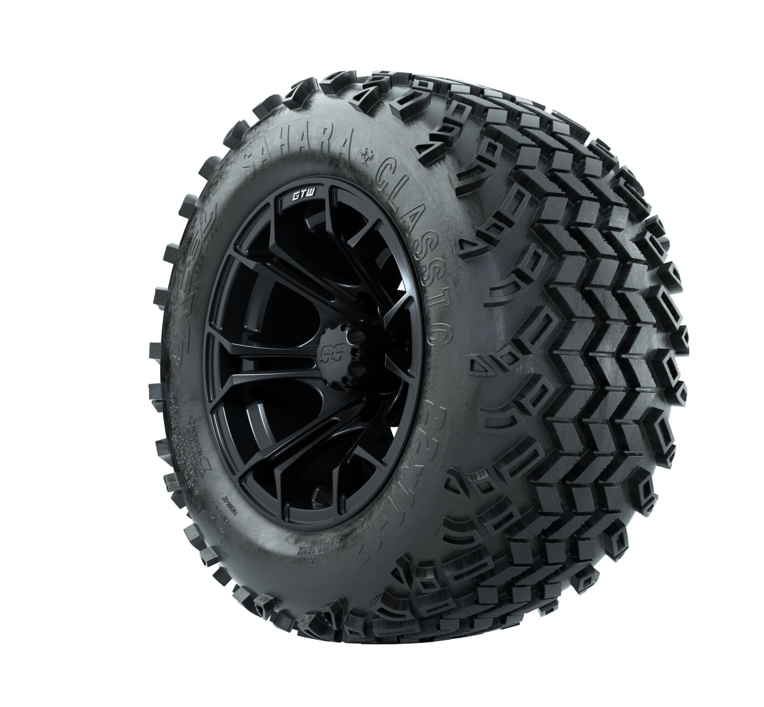 19-246 A19-388 GTW 12" Spyder Matte Black Wheels with 22" Sahara Classic A/T Tires