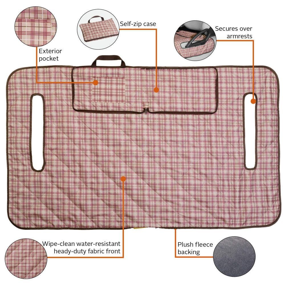 2001 Classic Accessories Golf car seat blanket, Heritage tan/red plaid
