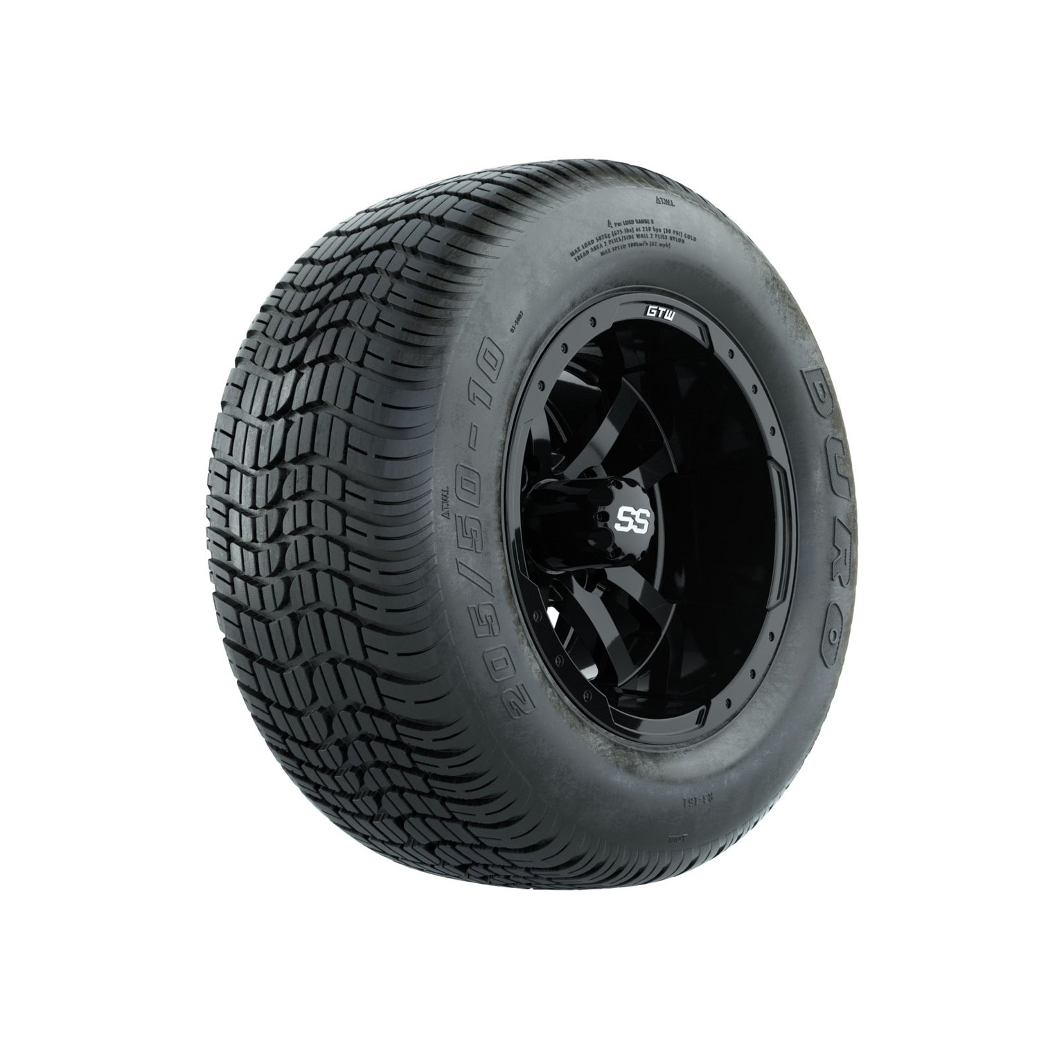 19-106 A19-144 GTW 10" Storm Trooper Black Wheels with 205/50-10 (18") Duro Lo-Profile Street Tires