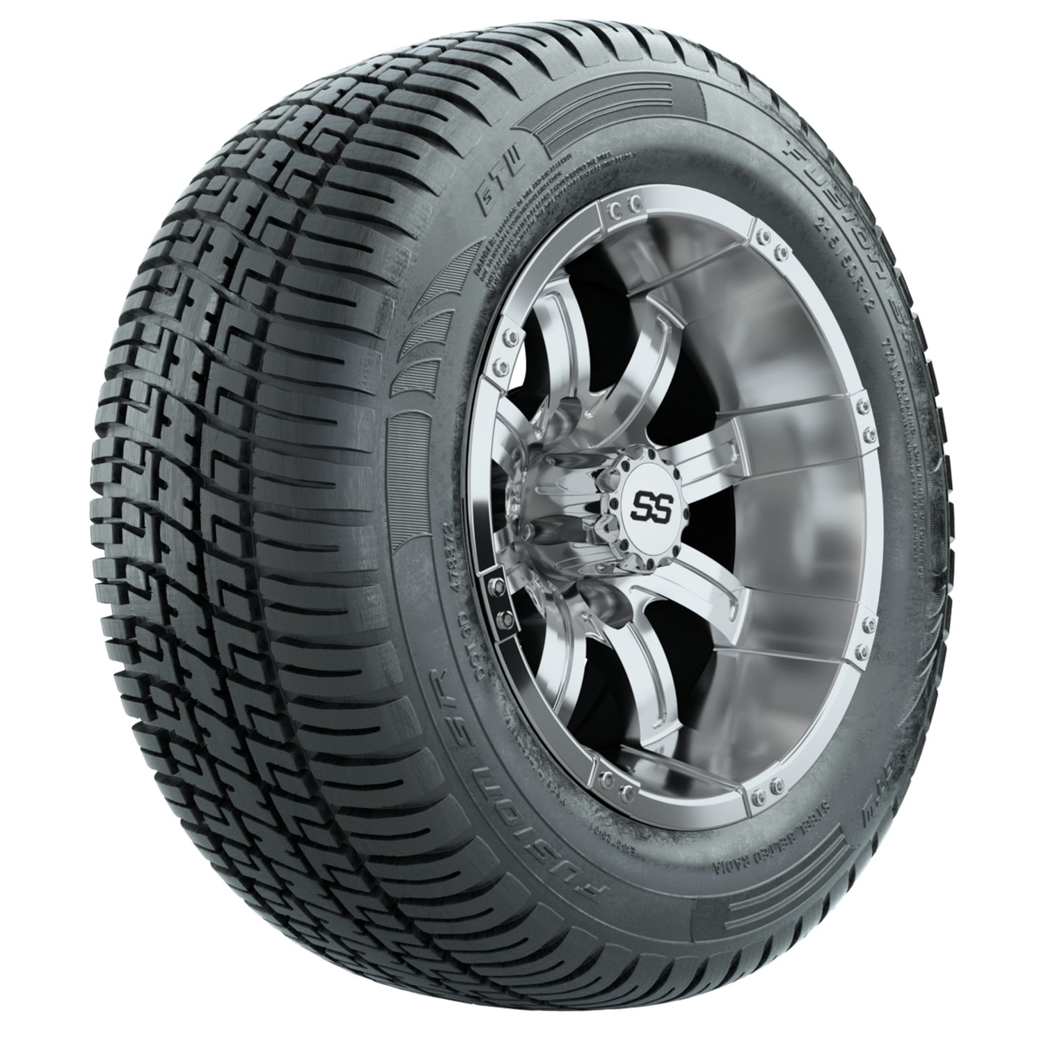 20-063 A19-585 GTW Tempest 12x7 Chrome Wheel, TIRE, 215/50-R12 FUSION S:R STEEL BELT RADIAL, DOT, 12", Street
