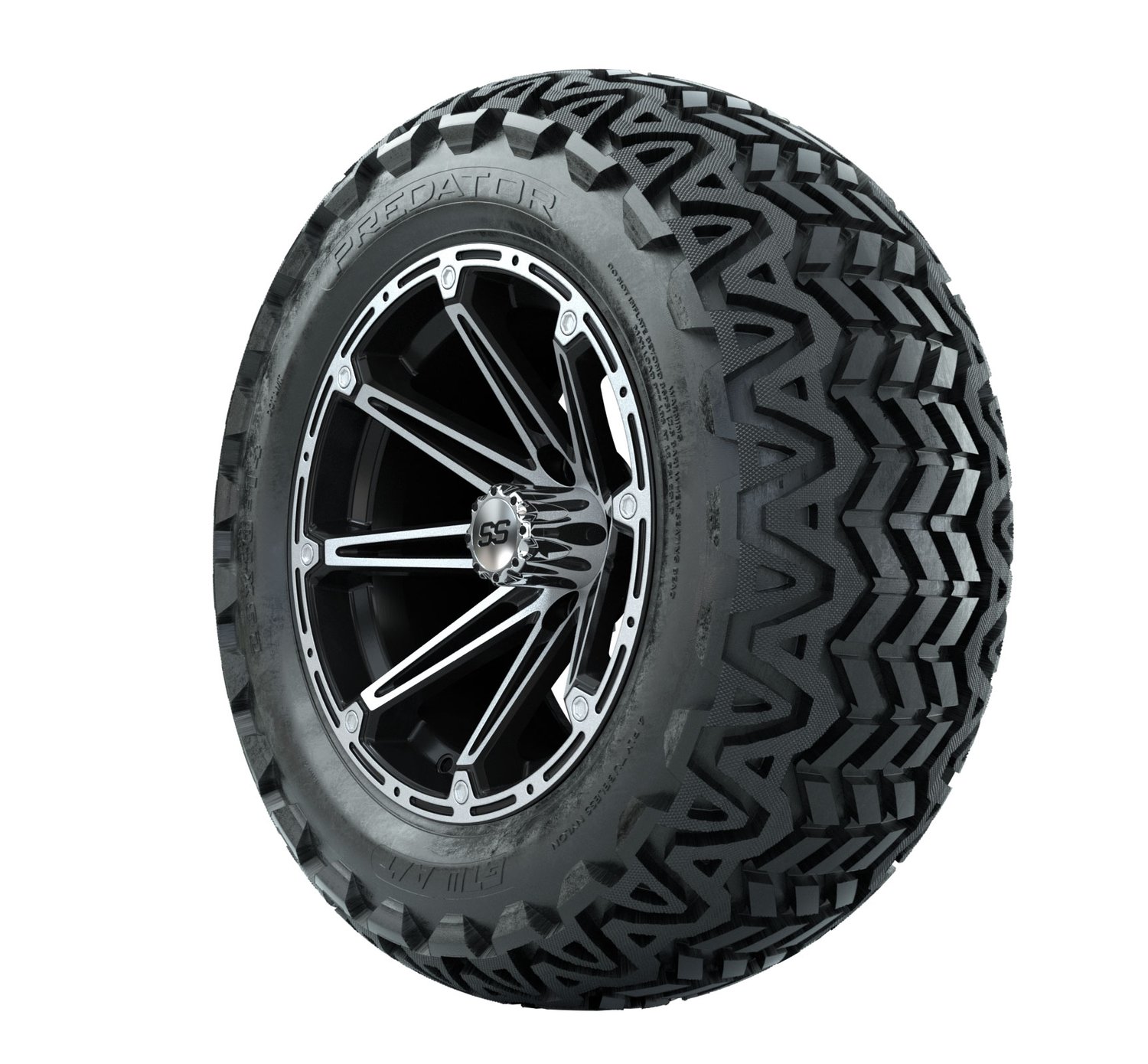 20-061 A19-409 GTW 14" Element Black/Machined Wheels with 23" Predator A/T Tires
