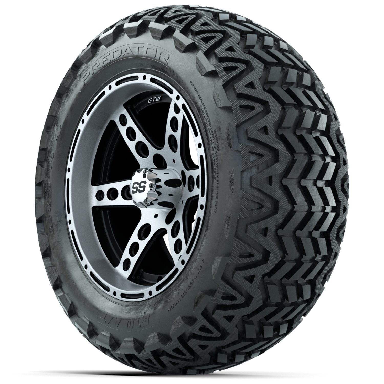 20-061 A19-403 GTW 14" Dominator Black/Machined Wheels with 23" Predator A/T Tires