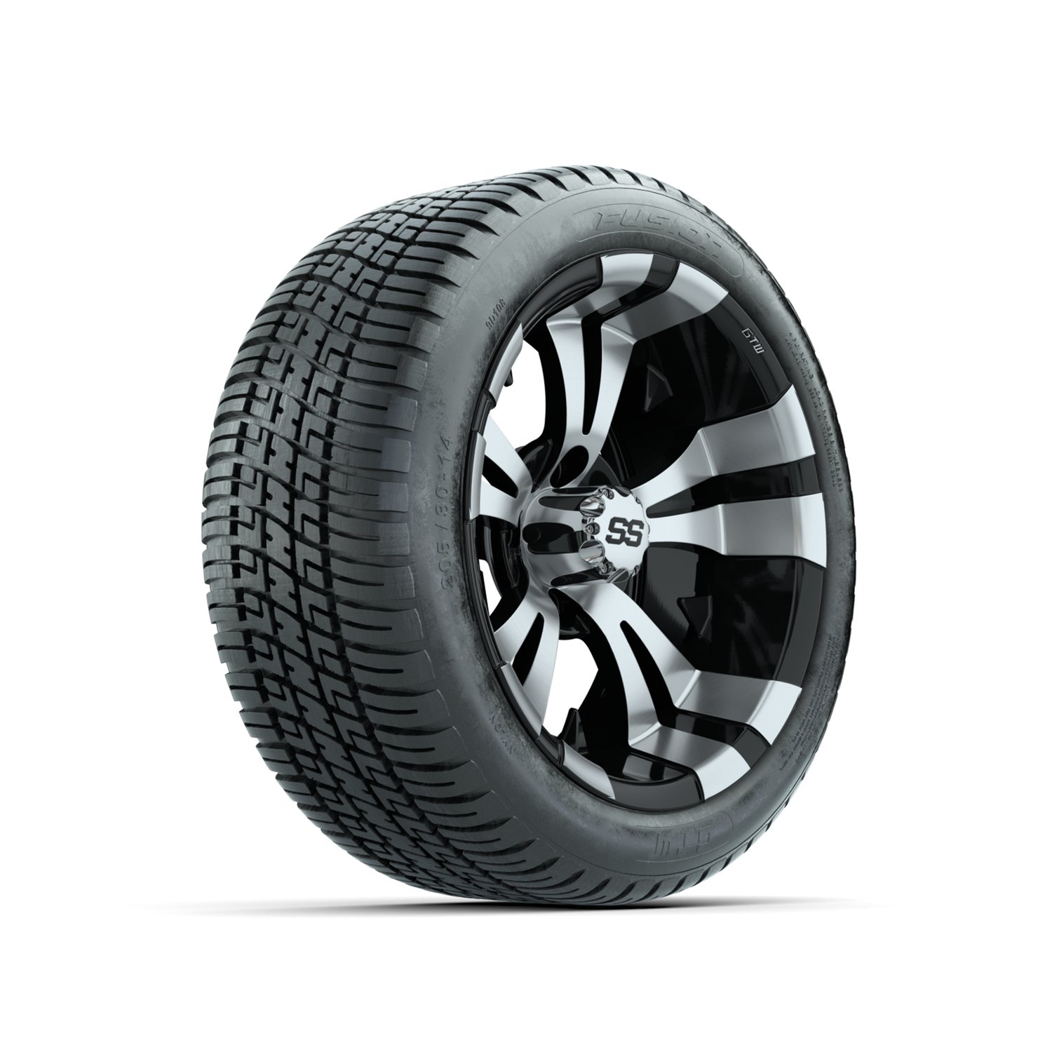19-168 A19-417 / A19-162 GTW 14" Vampire Black/Machined Wheels with 205/30-14 (18") Fusion Street Tires