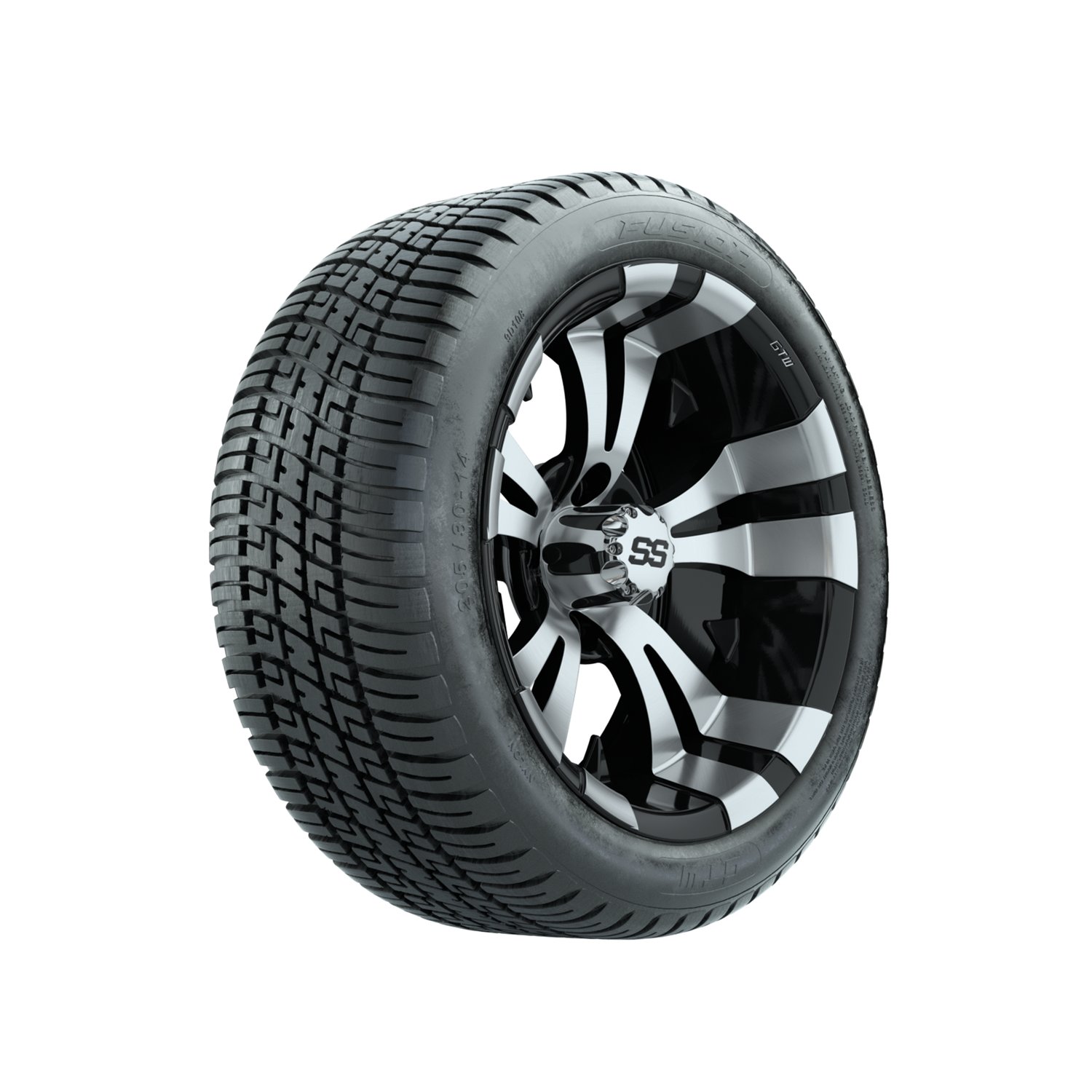 19-168 A19-417 / A19-162 GTW 14" Vampire Black/Machined Wheels with 205/30-14 (18") Fusion Street Tires