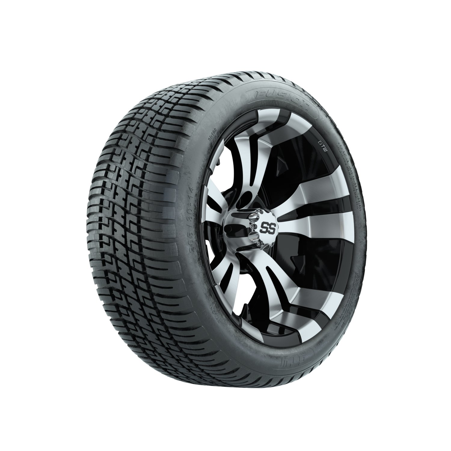 19-168 A19-417 / A19-162 GTW 14" Vampire Black/Machined Wheels with 205/30-14 (18") Fusion Street Tires
