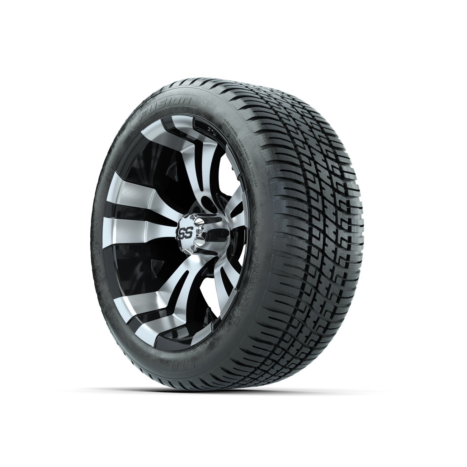 19-168 A19-417 / A19-162 GTW 14" Vampire Black/Machined Wheels with 205/30-14 (18") Fusion Street Tires