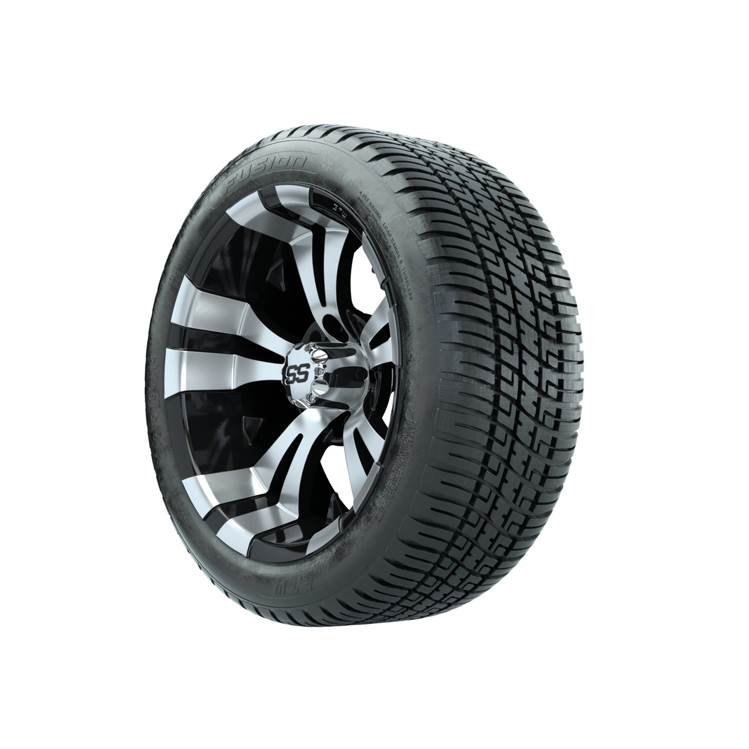 19-168 A19-417 / A19-162 GTW 14" Vampire Black/Machined Wheels with 205/30-14 (18") Fusion Street Tires